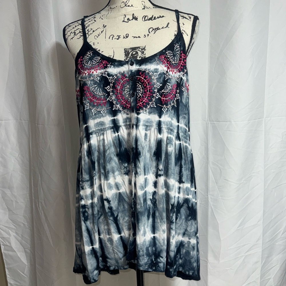 Torrid Tie Dye Embroidered Strappy Tank Top